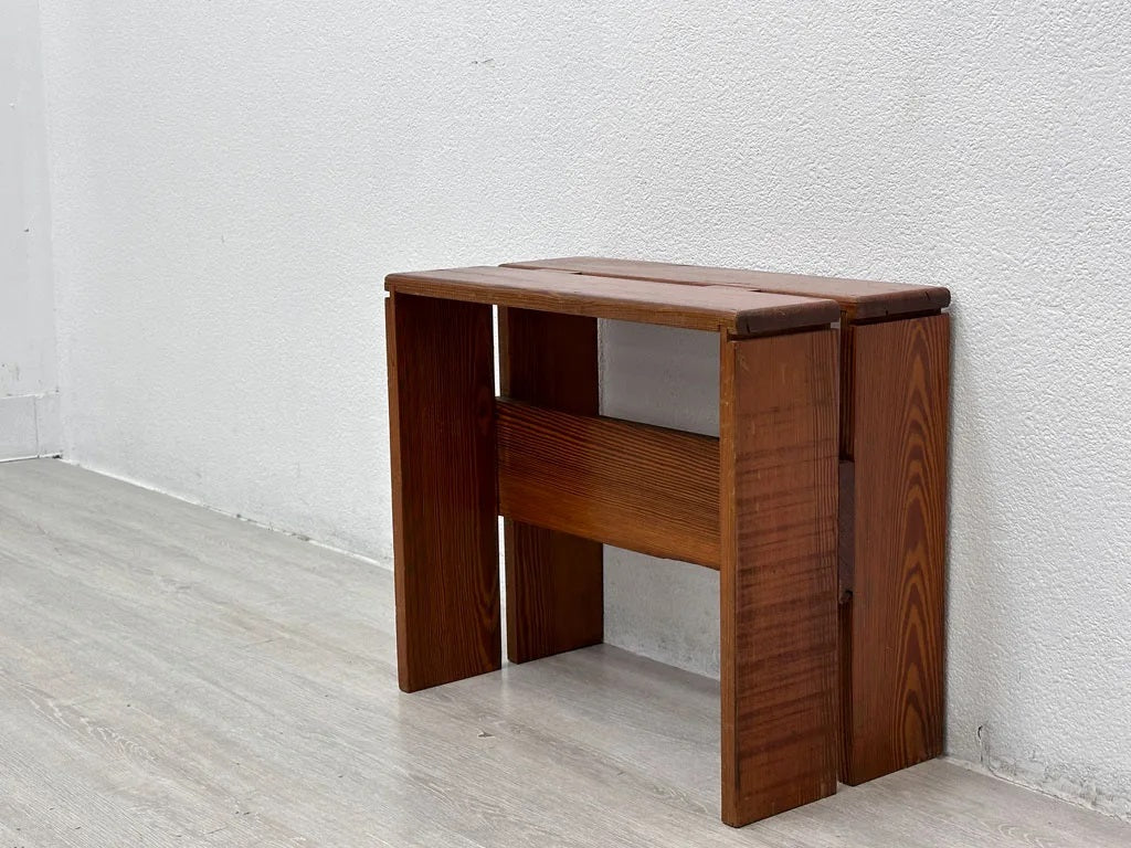 ビンテージ レザルクスツール Les Arcs stool シャルロット・ペリアン Charlotte Perriand パイン無垢材 希少 レアアイテム 青山 NICK WHITE購入  中古品 買い取りしました。