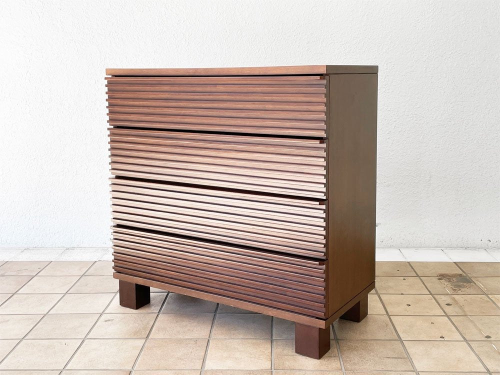 エーフラット a.flat ルーバー キャビネット v02 Louver cabinet 引出タイプ D2 4段チェスト Chest アジアンモダン オプション角脚付 定価総額￥124,564- 中古品 買い取りしました。