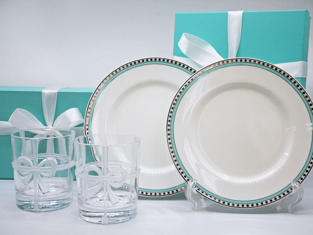 ティファニー Tiffany & Co. ボウグラス ペア & プラチナブルーバンド デザートプレート ペア 中古品 買い取りしました。