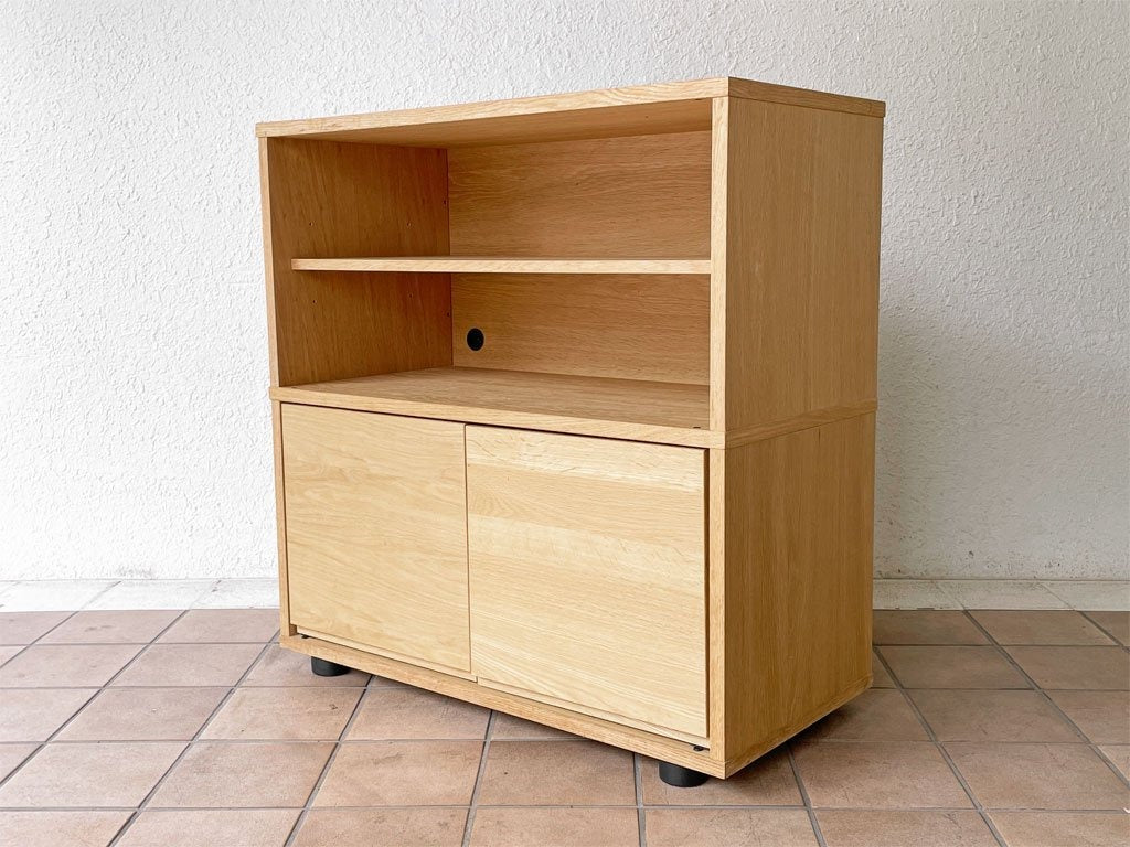 無印良品 MUJI スタッキングキャビネット オーク材 W82.5cm サイドボード 2段 プッシュオープンドア シンプルデザイン 廃盤 中古品 買い取りしました。
