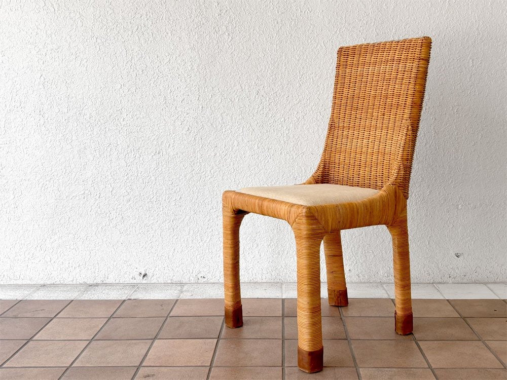 ワイスワイス WISE WISE アジアンコンフォート ASIAN COMFORT R-301B サイドチェア 皮付きラタン ナチュラル 定価\37,400- 中古品 買い取りしました。