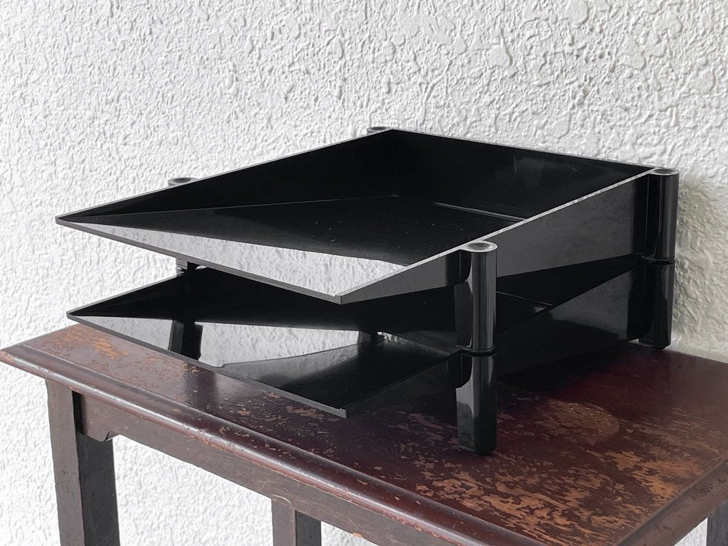 ダネーゼ DANESE スマトラ Sumatra スタッキング レタートレー 2段 ブラック エンツォ・マリ 書類ラック イタリア 中古品 買い取りしました。