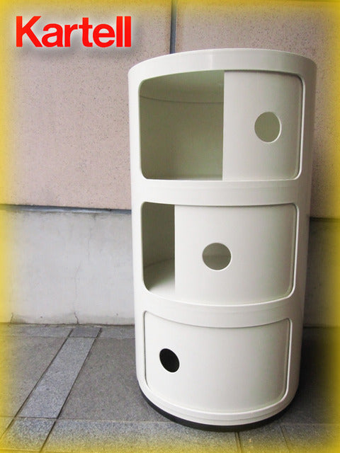 Kartell / カルテル 「 COMPONIBILI / コンポニビリ 」 ストレージBOX / ラウンドシェルフ3段 ～ 程度良好！ イタリアモダン&スペースエイジデザインを代表するロングセラープロダクト！！