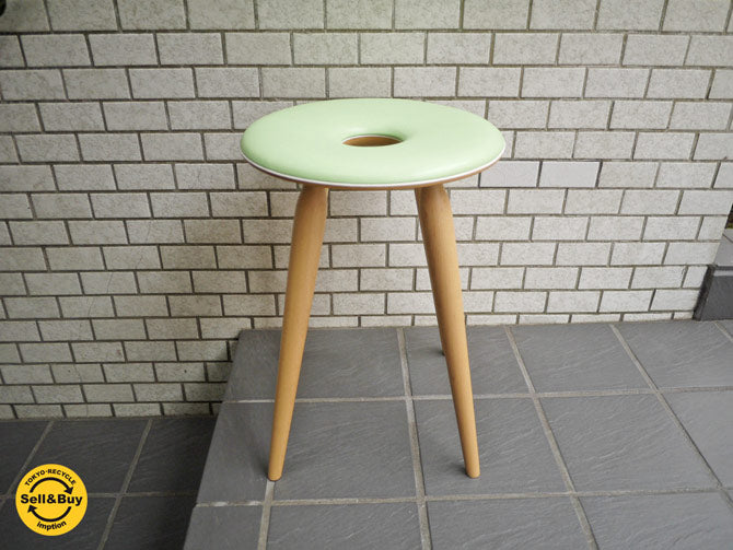 天童木工 Tendo リングスツール 加藤徳吉 ライトグリーン メープル材 ビニールレザー ～東京五輪を2度経験する不動の人気スツール～ 【 買取と販売とレンタルのお店 】