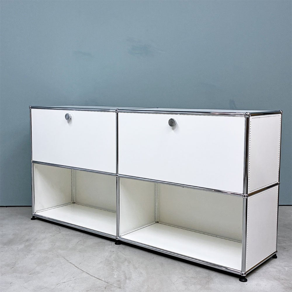 【経堂店】ユーエスエムハラー USMハラー USM Haller モジュラーファニチャー キャビネット シェルフ 2列2段 W152×Ｄ37×H74cm ドロップダウンドア×2 買取させていただきました。