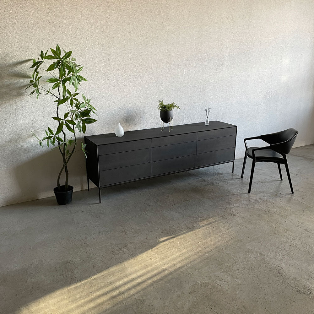 タイムアンドスタイル TIME＆STYLE スタンダード コンポジションキャビネット Standard composition cabinet オーク材 黒染め 計9杯 参考価格約90万円以上 チャコールグレー ロングボード サイドボード リビングボード ～ 日本の伝統技術や美意識を現代のライフスタイルに融合させた家具 ～