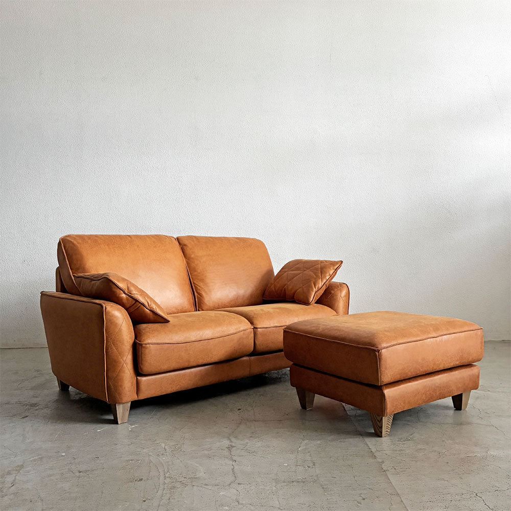 【登戸BASE店】リラックスフォーム RELAX FORM コロンバス COLUMBUS Ⅱ 2人掛けソファ & オットマン レザーテックス キャメル 木脚 関家具  買取させていただきました。