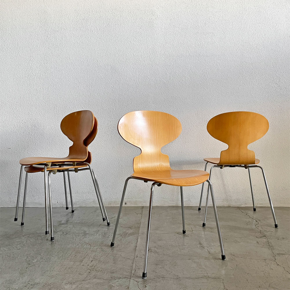 【登戸BASE店】フリッツハンセン Fritz Hansen 3101 アリンコチェア アントチェア 4本脚 ナチュラルビーチ ラッカー仕上げ フェルトグライズ アルネ・ヤコブセン デンマーク 計4脚 買取させていただきました。