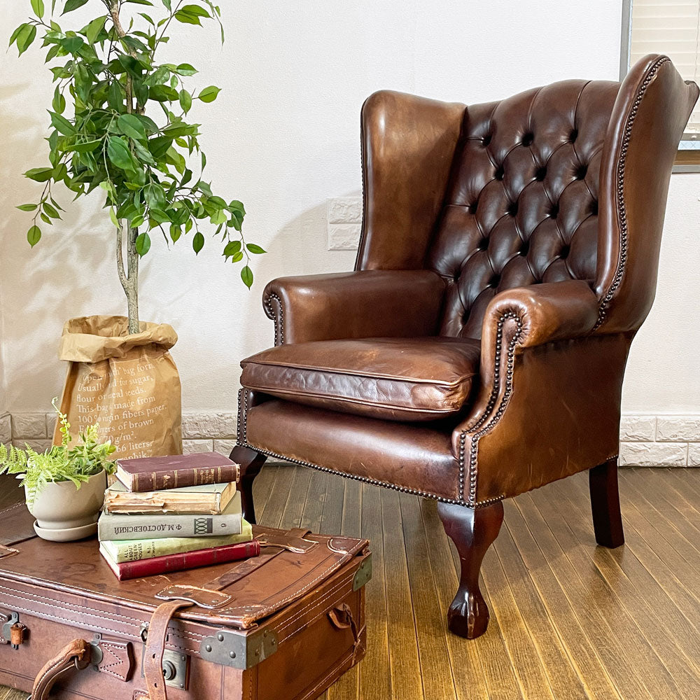 【経堂店】ロイズアンティークス Lloyd's Antiques リプロダクションシリーズ チェスターフィールド B&Cウイングチェア 1シーターソファ 鋲 本革 英国 買取させていただきました。