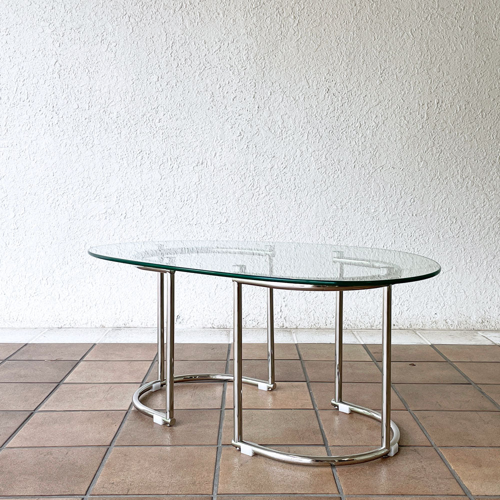  【用賀店】ルームアンドホーム Roomnhome ペブルテーブル ガラストップ ローテーブル W80cm モダンスタイル 買取させていただきました。