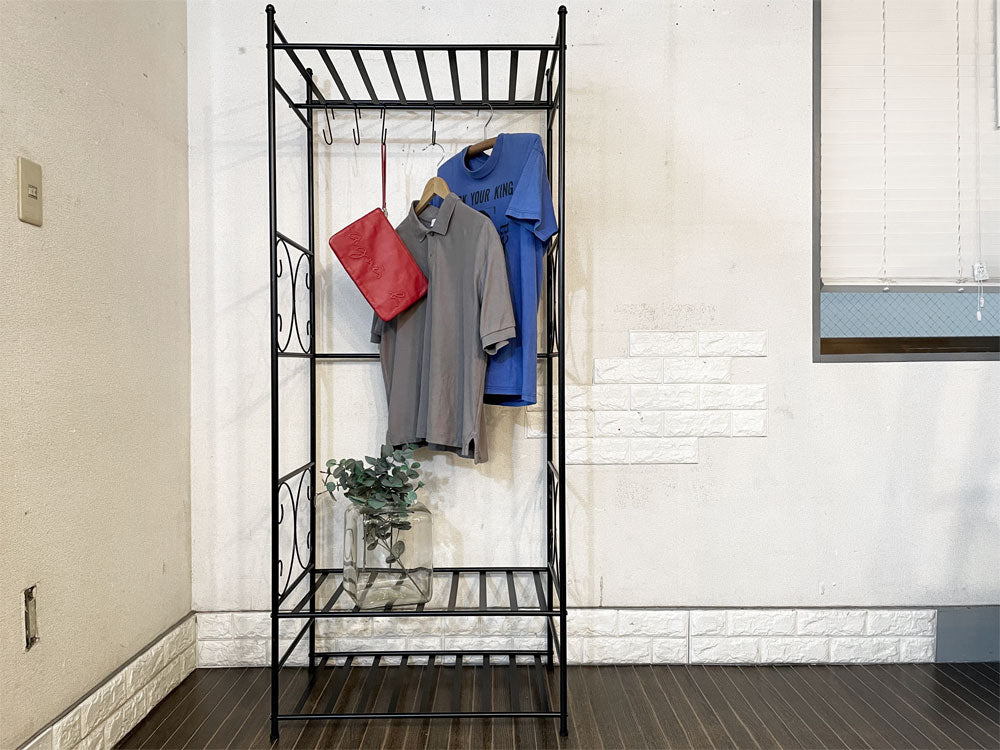 ビーカンパニー B-COMPANY スチールハンガーラック ブラック H170cm S字フック付 アンティークスタイル 廃番  中古品  買い取りしました。