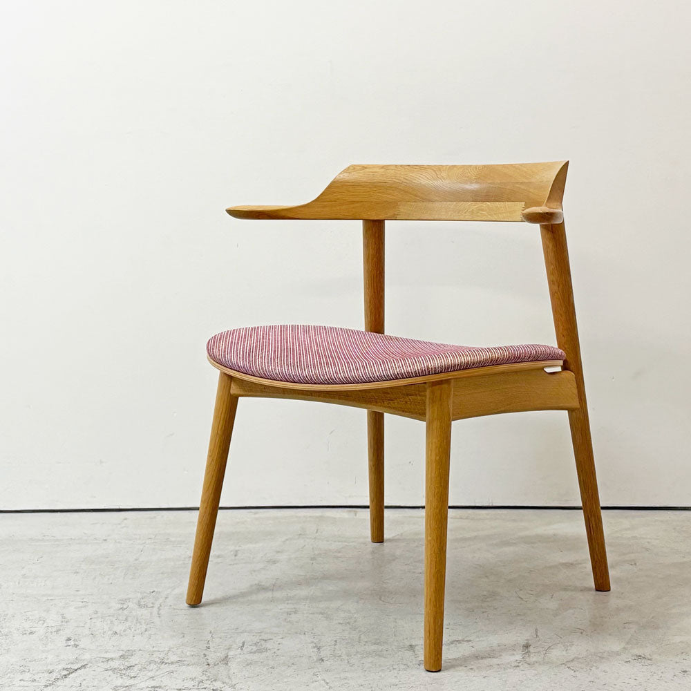 【祖師ヶ谷大蔵店】キタニ Kitani IE-01 アームチェア ダイニングチェア ハーフアーム オーク材 プライウッド ファブリック ピンクカラー 岩倉榮利 買取させていただきました。