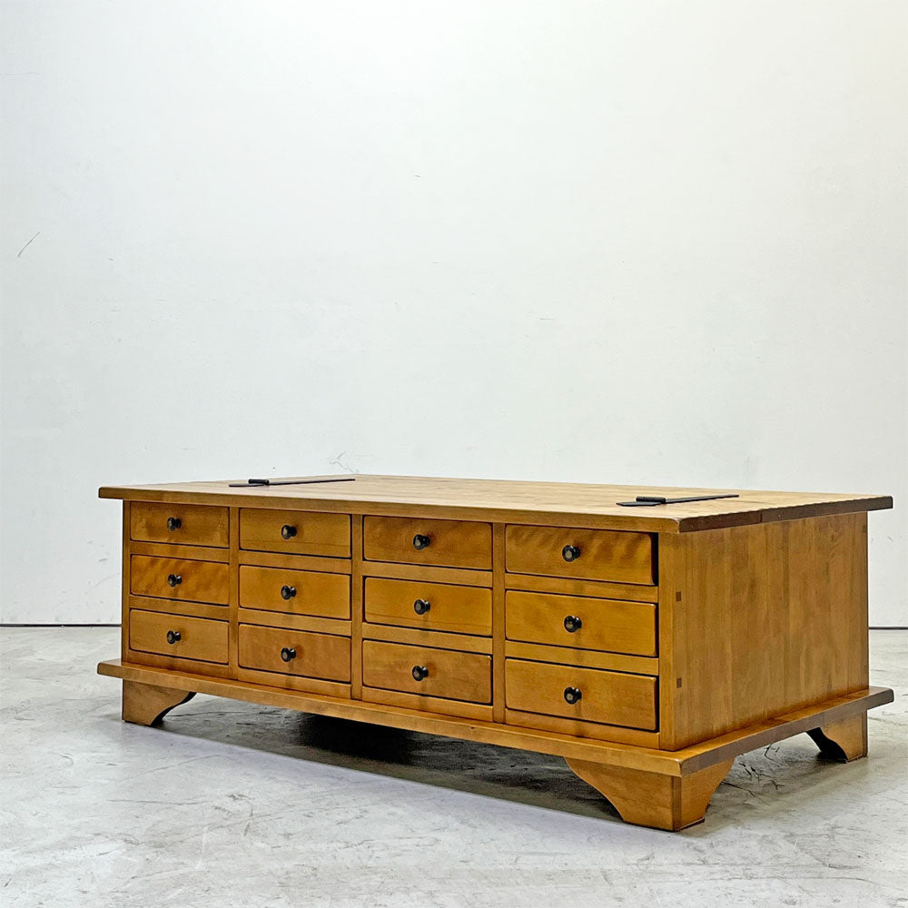 【祖師ヶ谷大蔵店】ローラアシュレイ Laura Ashley ギャラット Garrat コーヒーテーブル ラージ 樺無垢材 12ドロワー 収納ボックス ダークブラウン アンティークスタイル 英国 買取させていただきました。