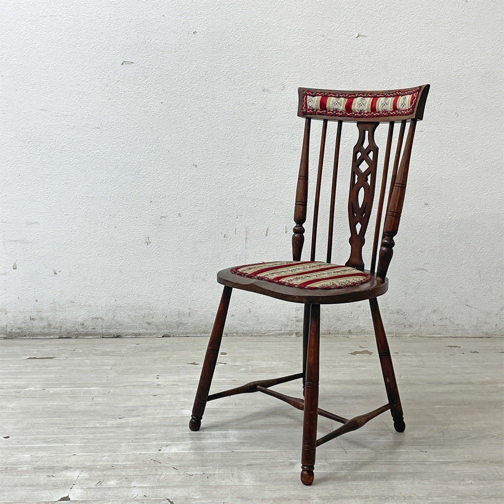 【祖師ヶ谷大蔵店】ヴィンテージ スポークバック ダイニングチェア 布飾りリメイク サロンチェア Vintage 買取させていただきました。