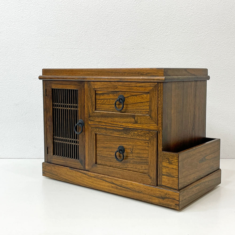 【祖師ヶ谷大蔵店】木製 小茶箪笥 小引き出し収納 桐材 鉄把手 キャスター トレイ付き ワゴン 日本家具 レトロ 買取させていただきました。