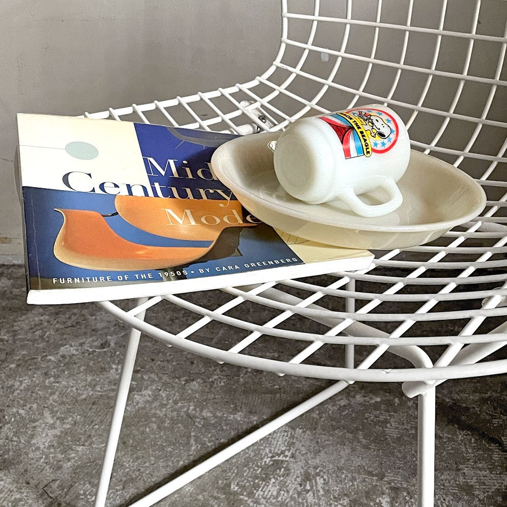 ノル Knoll 420 サイドチェア ワイヤーチェア ダイニングチェア ホワイト × レッド ファブリック フルカバー仕様 ハリー・ベルトイア ミッドセンチュリー ビンテージ ～ 空気を編む ～