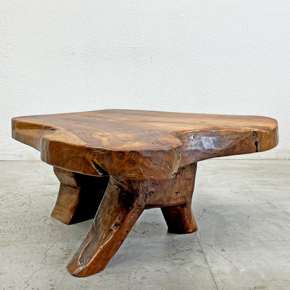 【登戸BASE EC店】無垢材 ローテーブル 一枚板 プリミティブ系デザイン センターテーブル 買取させていただきました。