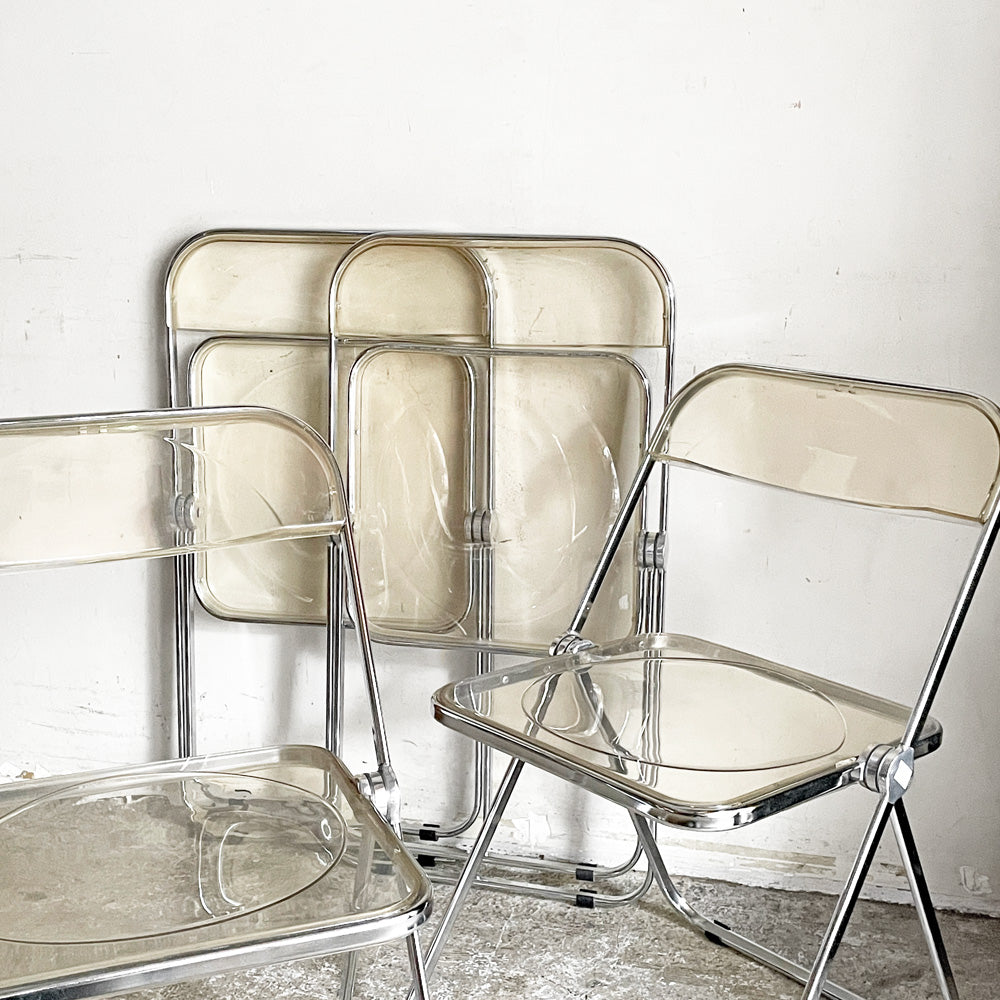 【自由が丘店】アノニマカステッリ ANONIMA CASTELLI プリアチェア PLIA チェア クリア クロームフレーム 折り畳み ジャンカルロ・ピレッティ イタリア 現状品 計4脚 買取させていただきました。