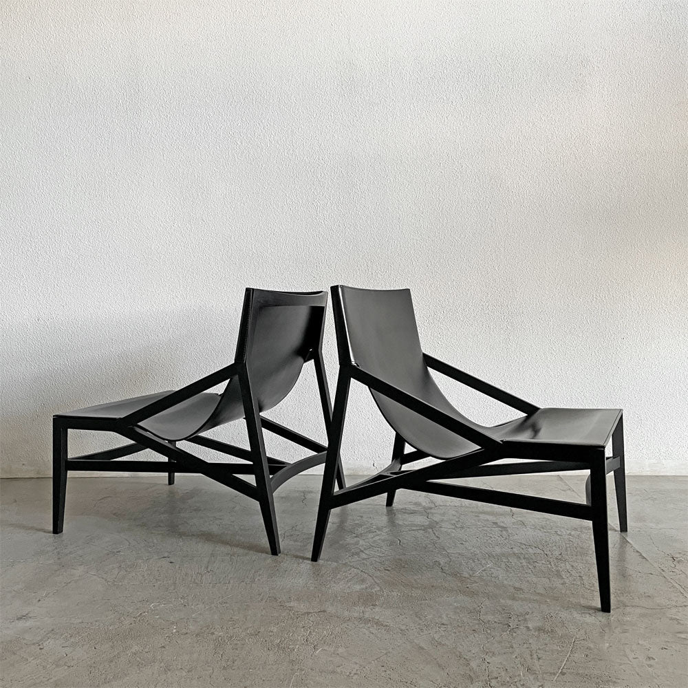 【登戸BASE店】カッシーナ Cassina グランドツアー Grand Tour ピロッタ 470 PILOTTA ラウンジチェア レザーシート ブラック ロドルフォ・ドルドーニ 参考価格33万円 廃番 計2脚 買取させていただきました。