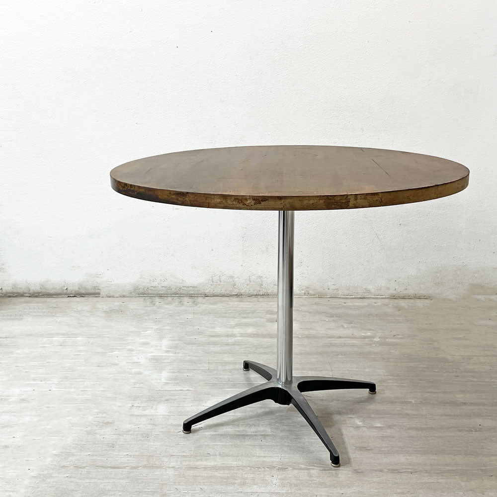 【祖師ヶ谷大蔵店】インダストリアルデザイン  Industrial design カフェテーブル ダイニングテーブル ラウンド天板 無垢集成材 Φ90cm 買取させていただきました。