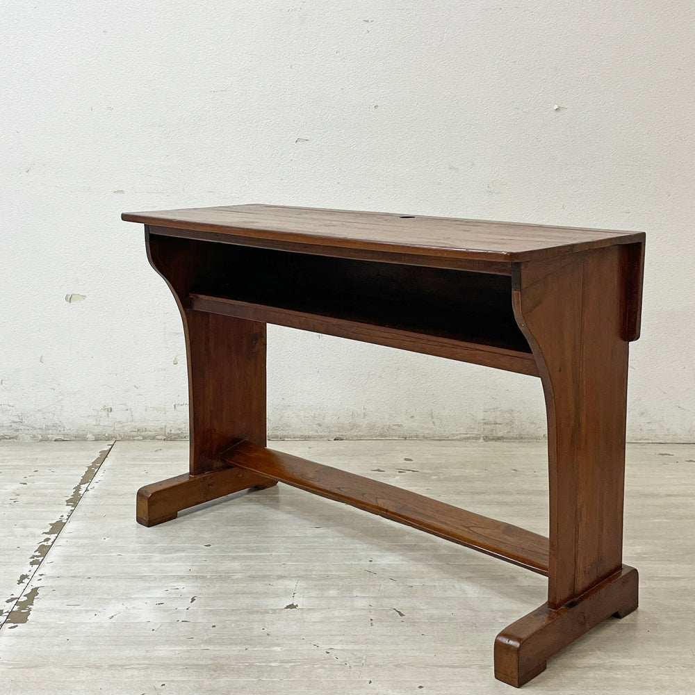 【祖師ヶ谷大蔵店】スクールデスク シェルフ付き コンソールデスク 学校机 書斎 天然木 ビンテージスタイル買取させていただきました。