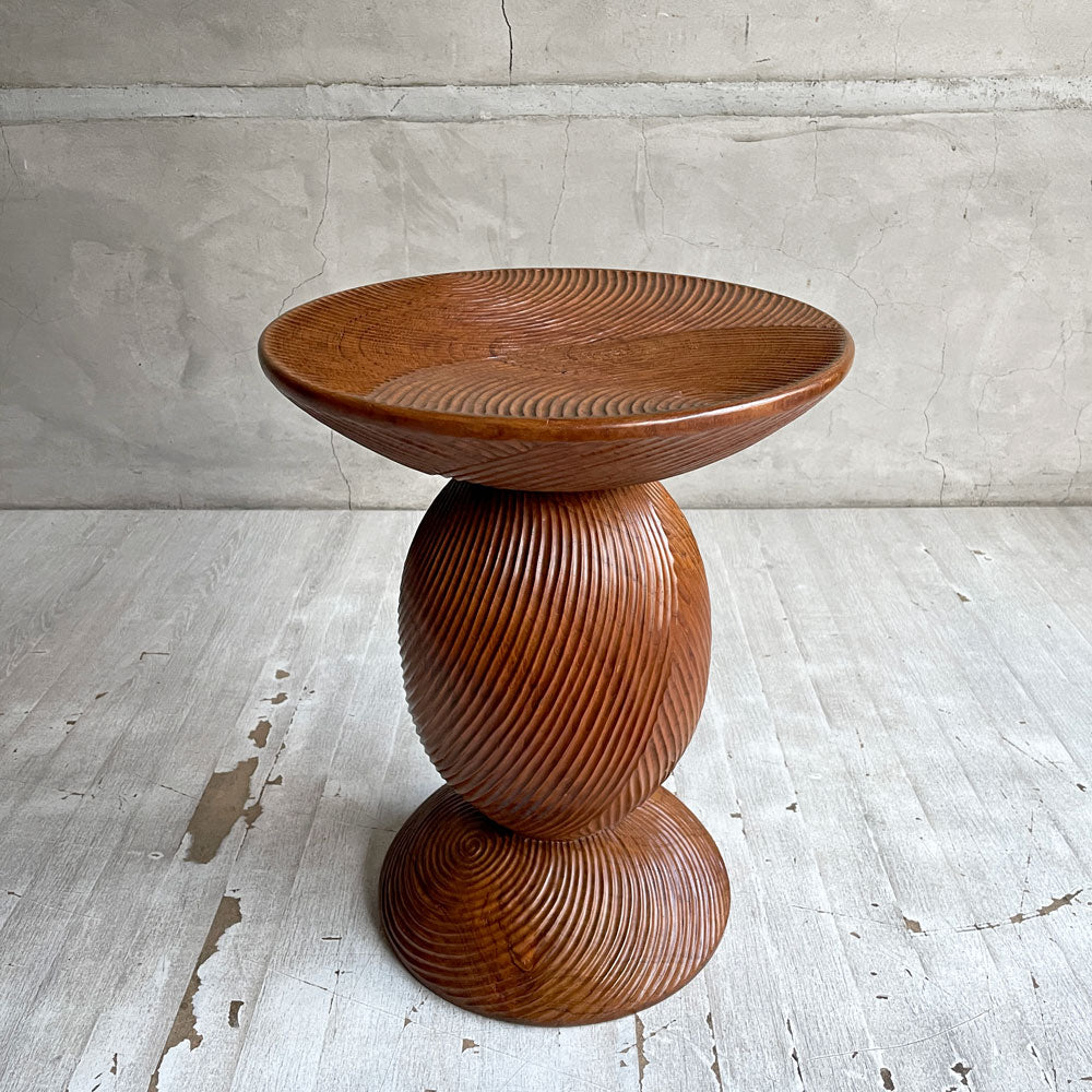 【学芸大学店】ヨーガンレール ババグーリ Jurgen Lehl Babaghuri チーク無垢材 スツール Stool ラウンド うずまき柄 ハンドメイド 一木造り プリミティブ 希少 ♪ 買取させていただきました。