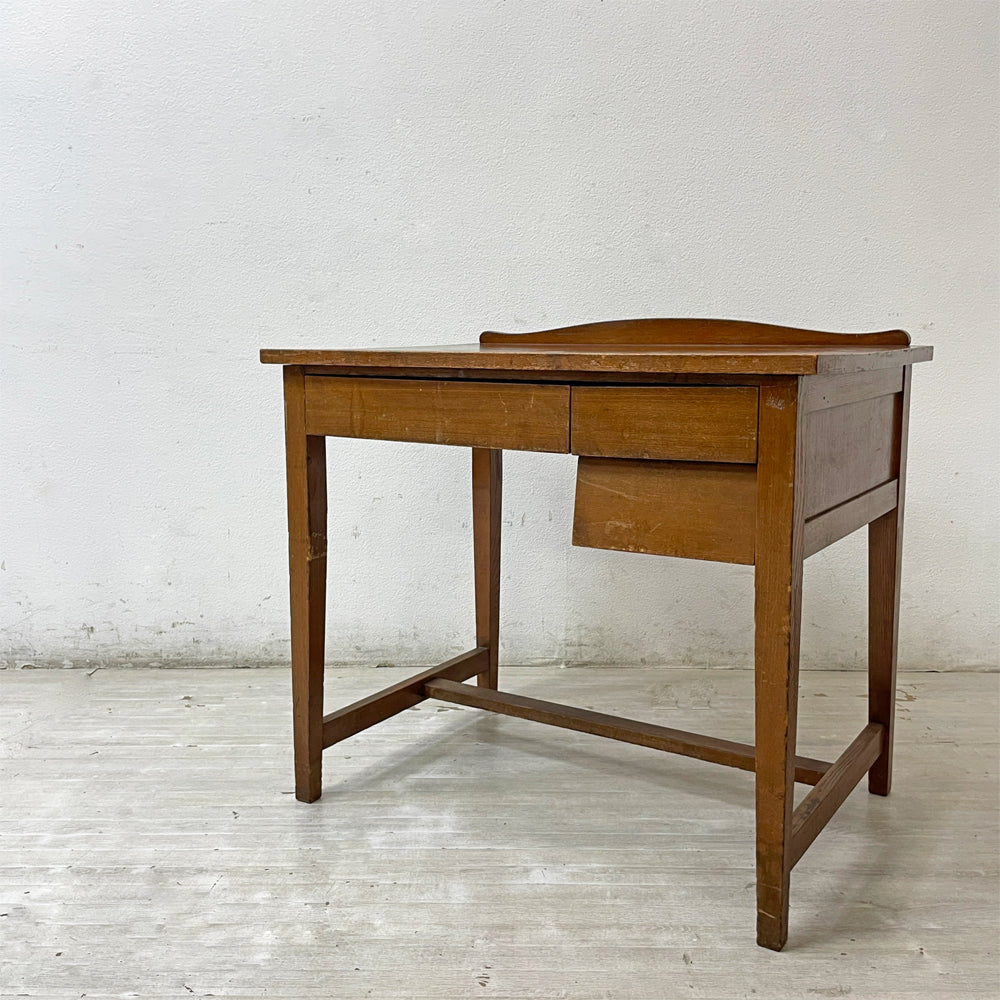 【祖師ヶ谷大蔵店】ジャパンビンテージ Japan Vintage 古い木味のデスク 片袖机 抽斗3杯 W85cm 国産家具 昭和レトロ 買取させていただきました。
