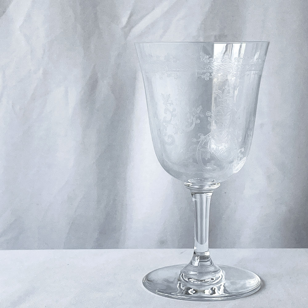  【用賀店】オールドバカラ Old Baccarat ラファイエット Lafayette ワイングラス 果実酒杯 アシッドエッチング 植物模様 クリスタルガラス フランスビンテージ 買取させていただきました。