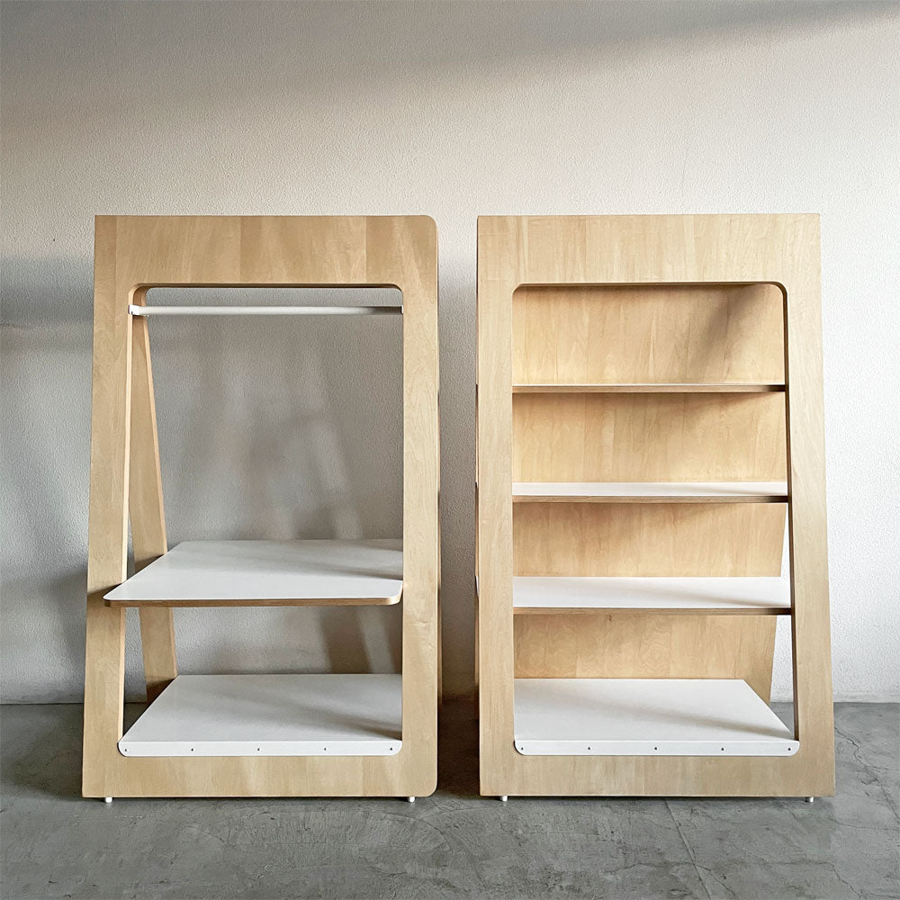 【登戸BASE店】デッセンス dessence シェルフ 4段 マガジンラック付 & ハンガーラック 棚板付 収納棚 店舗什器 W120cm 山本和豊 オーダー家具 計2点 買取させていただきました。