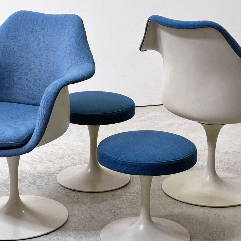 ノル Knoll ビンテージ チューリップ アームチェア ダイニング エーロ・サーリネン Eero Saarinen FRP ファブリック張込み スペースエイジ ミッドセンチュリー ～幻の青いチューリップ～