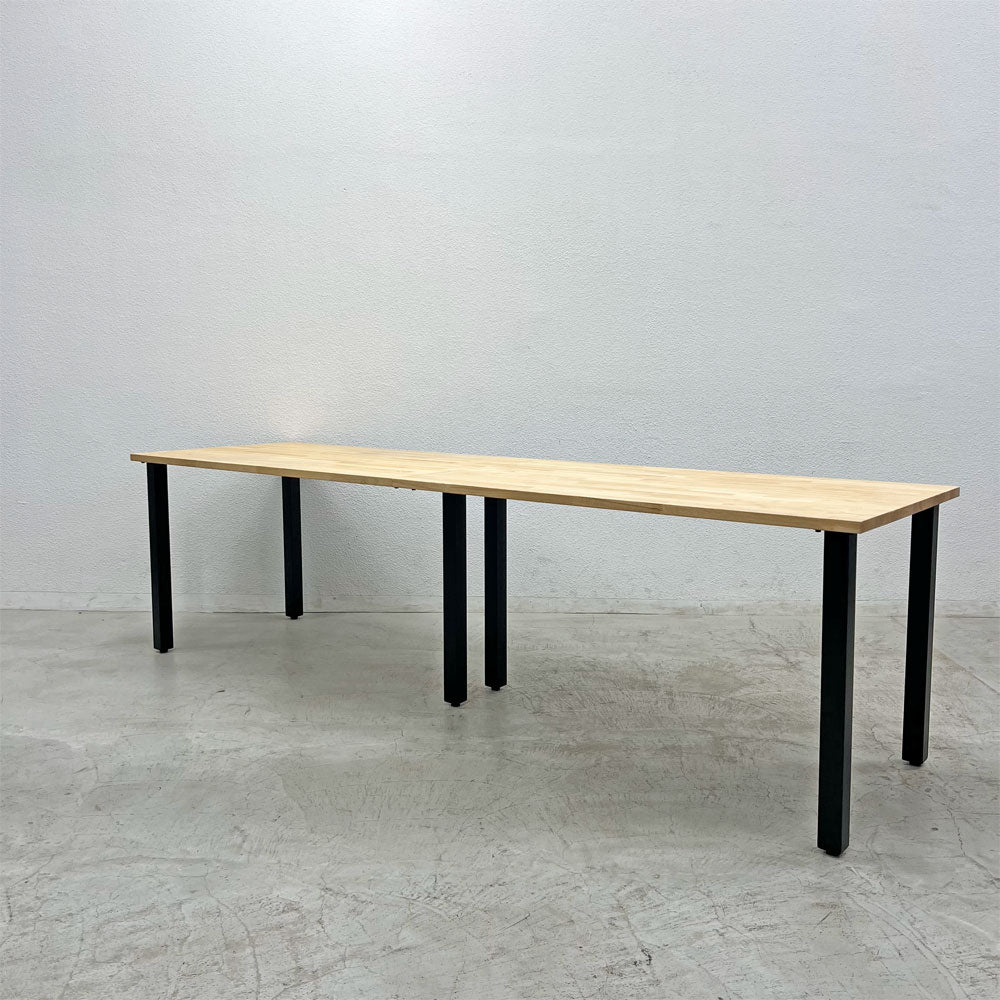 【登戸BASE店】かなでもの KANADEMONO ザ・テーブル THE TABLE デスク ラバーウッド無垢材 W250xD70cm スチール スクエアバーレッグ ブラック 買取させていただきました。