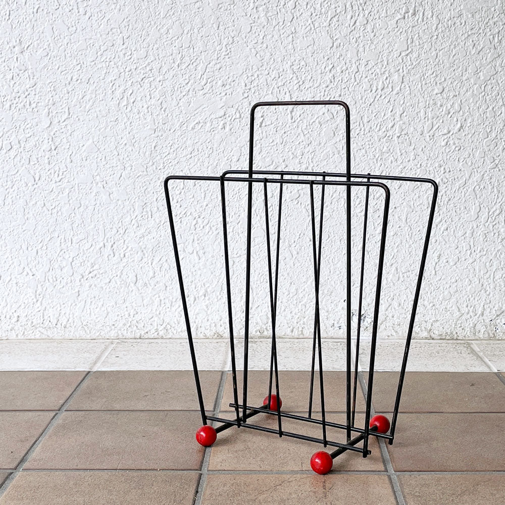  【用賀店】USビンテージ Vintage アイアンワイヤーフレーム マガジンラック レッドボール脚 50's レトロモダン ミッドセンチュリー 買取させていただきました。