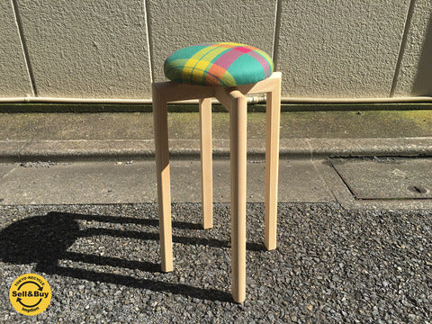 匠工芸 × 伊勢丹 マッシュルームスツール 55cm チェック柄 期間限定商品 希少 ～ 伊勢丹定番の柄で空間に賑やかさと高級感を。 【買取と販売とレンタルのお店】