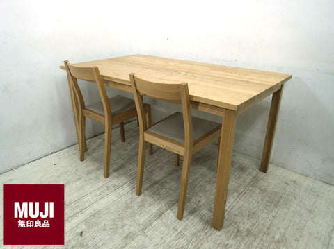 無印良品 MUJI オーク無垢材 ダイニングテーブル 4人掛け&チェア2脚 『暮らしに寄り添う落ち着きのある空気感☆』　【買取と販売とレンタルのお店】