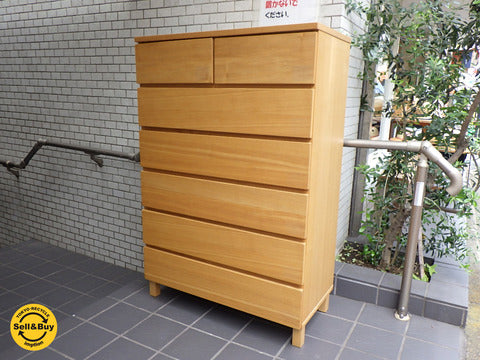 無印良品 MUJI タモ材 6段 木製チェスト ナチュラルカラー 7杯引き出し ワイド80 シンプルデザイン ～ 無印良品の定番アイテム【買取と販売とレンタルのお店】