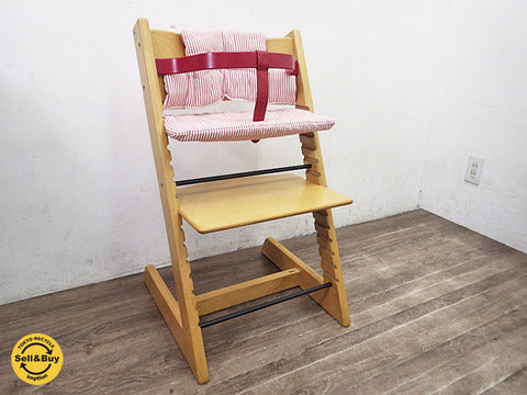 ノルウェー STOKKE / ストッケ社 ベビー&キッズチェアの元祖 旧ベビーガード&クッション付き！ 『 TRIPP TRAPP / トリップトラップ 』  幅広いインテリアに馴染む一番人気色ナチュラルカラー！
