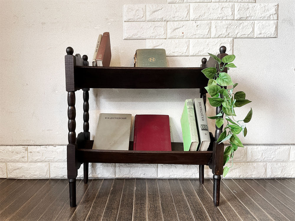UKビンテージ Vintage オーク材 ブックスタンド マガジンラック 本棚 W56cm アンティーク 英国家具  中古品  買い取りしました。