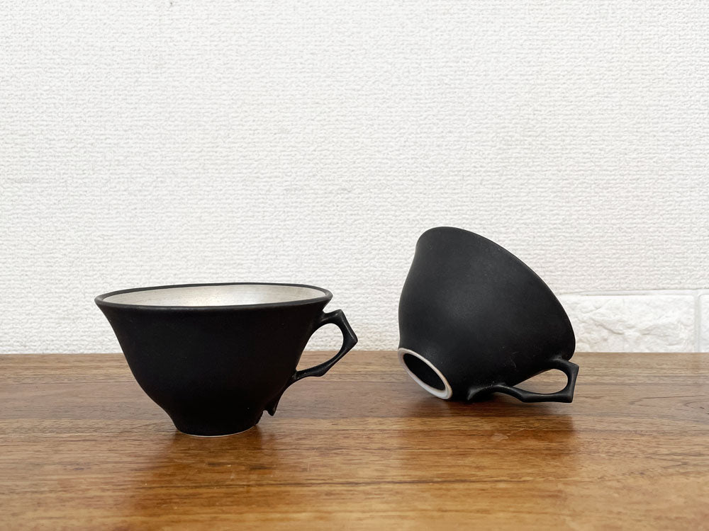 木下和美 黒釉銀彩 ティーカップ Lサイズ Φ10cm 磁器 現代作家  中古品  買い取りしました。