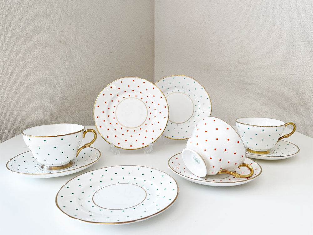 シェリー Shelley ポルカドット Polka Dot カップ＆ソーサー&プレート トリオセット UKビンテージ 英国食器 計3客  中古品  買い取りしました。
