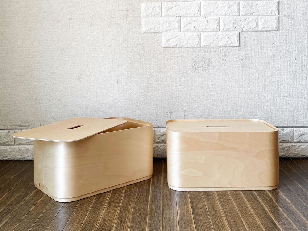 イッタラ iittala ヴァッカ Vakka box プライウッドボックス バーチ材 ナチュラル フタ付 H23cm スタッキング Aalto+Aalto フィンランド 北欧家具 廃番 計2点  中古品  買い取りしました。