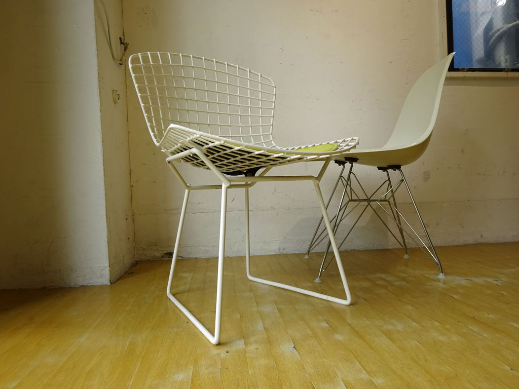 ノル Knoll 420 サイドチェア 420 Side chair ワイヤーチェア シートパッド付き ハリー・ベルトイア ホワイト ～ 彫刻家による名作家具