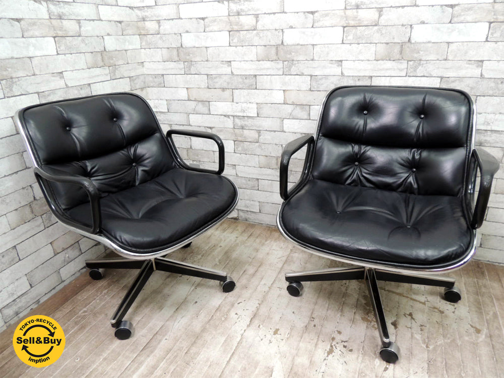 ノール Knoll ポロックチェア 本革張り ブラック エグゼクティブチェア 　中古品 買い取りしました。祖師ヶ谷大蔵店 出張買取もお任せ下さい。