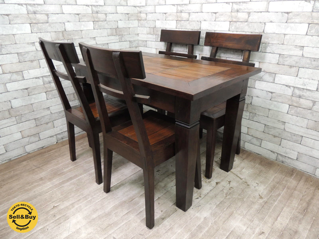 アジアン家具 バリ家具 バンブーダイニングテーブル & ダイニングチェア4脚 買い取りしました。祖師ヶ谷大蔵店 出張買取もお任せ下さい。