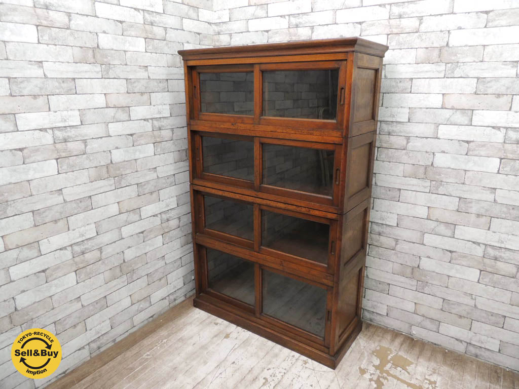 ジャパンビンテージ 4段スタッキング ブックケース スライドドア UKスタイル 本棚 書棚 飾り棚　中古品 買い取りしました。祖師谷大蔵店 出張買取もお任せ下さい。