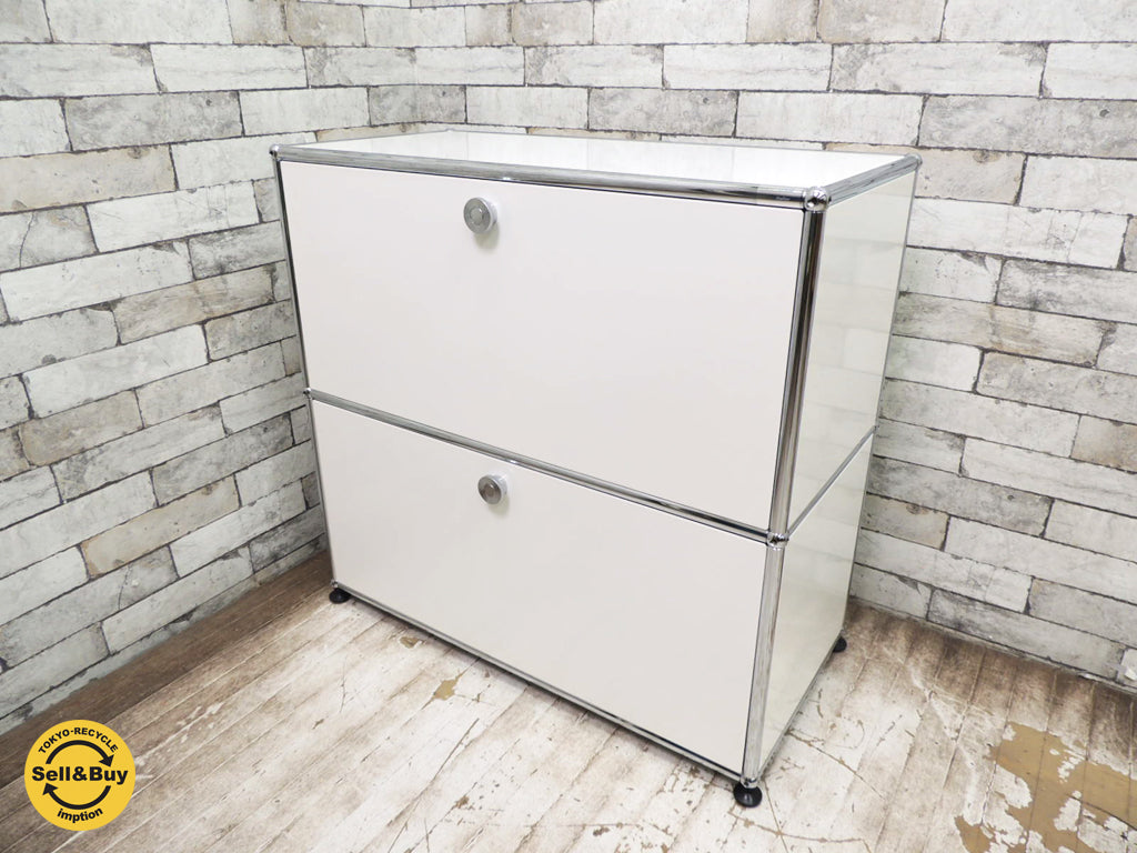 ユーエスエム モジュラーファニチャー USM Modular Furniture USMハラーシステム サイドボード 1x2 キャビネット W785 ドロップダウン&EXドア ピュアホワイト 美品 買い取りしました！ 用賀店 出張買取もお任せ下さい！！