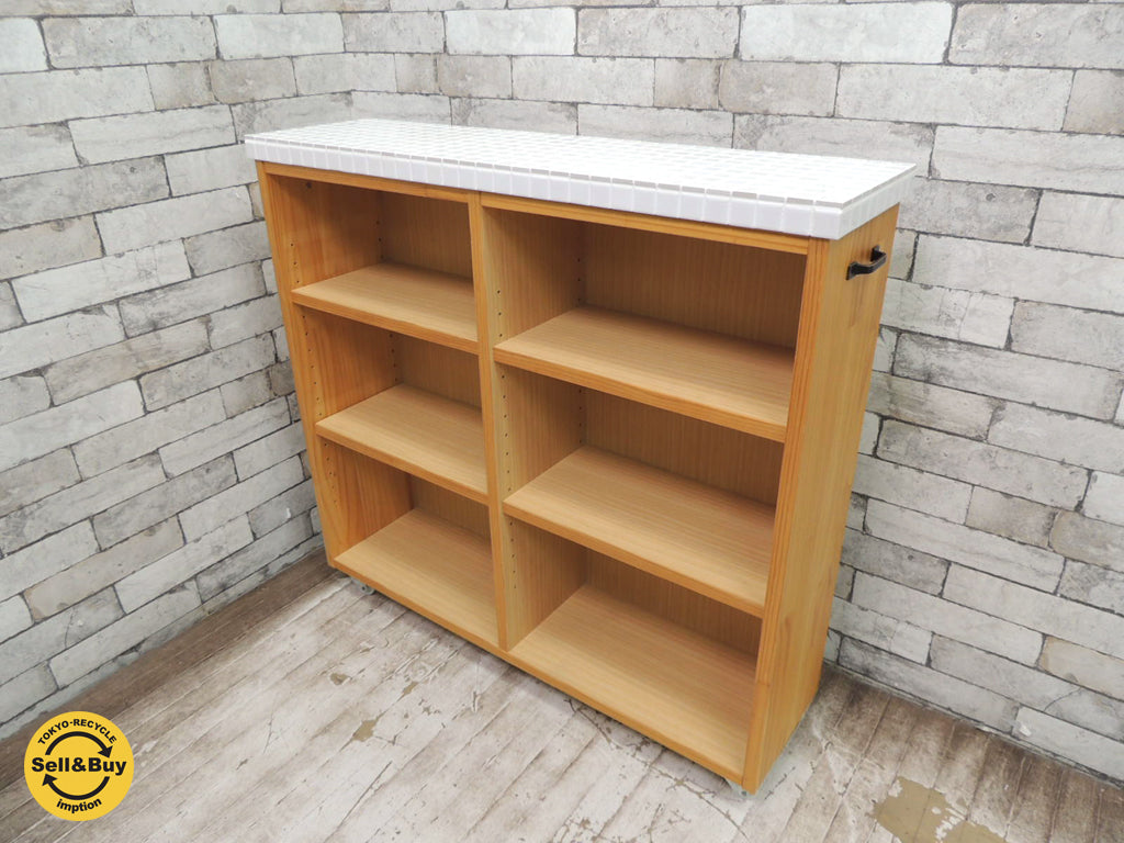 モモナチュラル Momo natural モザイク タイルトップ スリム キッチンワゴン　中古品 買い取りしました。祖師谷大蔵店 出張買取もお任せ下さい。