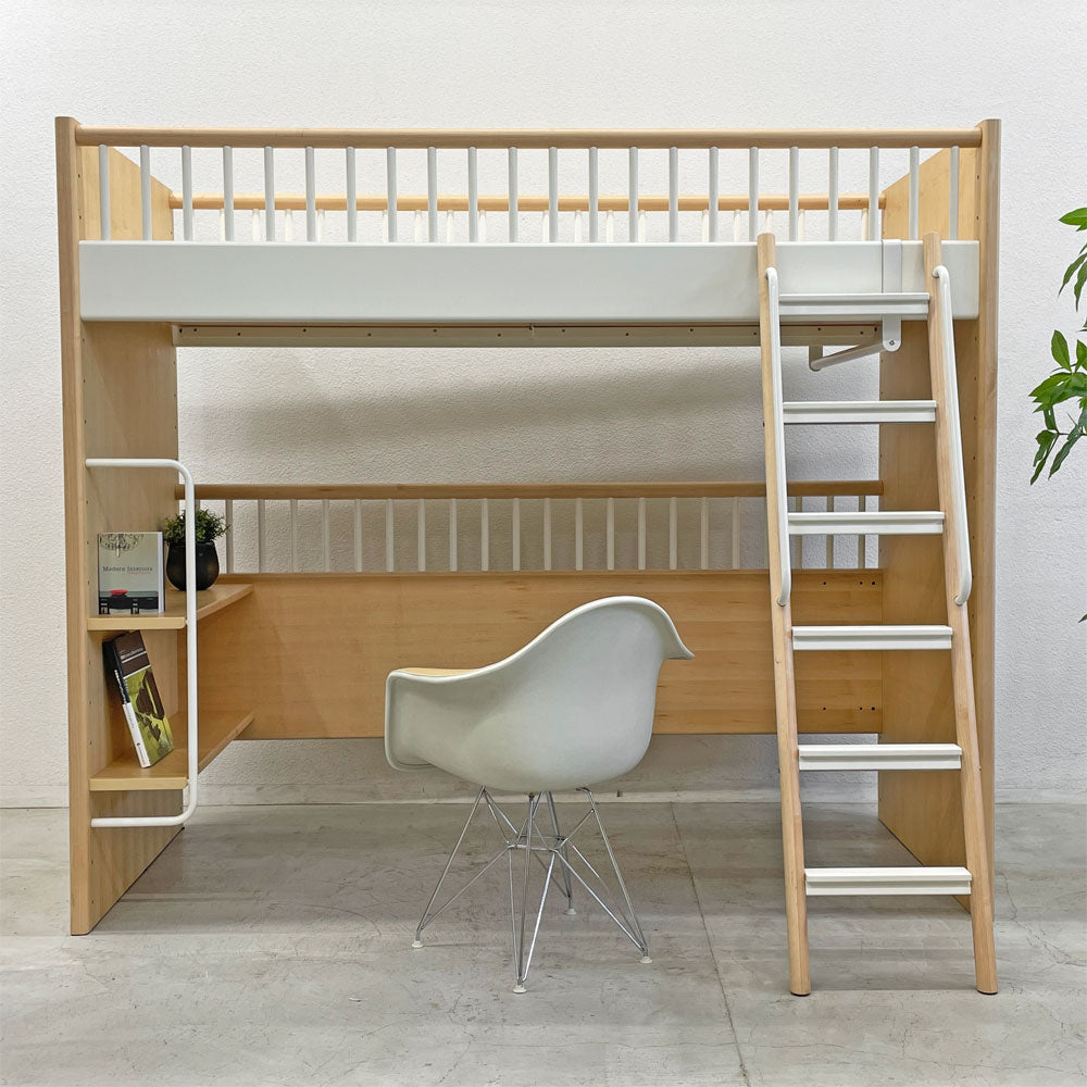 アクタス ACTUS テンポ ロフトベッド Tempo loft bed キッズベッド ハンガーバー シェルフ付き メイプル材 定価約319,000円 ～省スペースで活躍するロフトベッド～