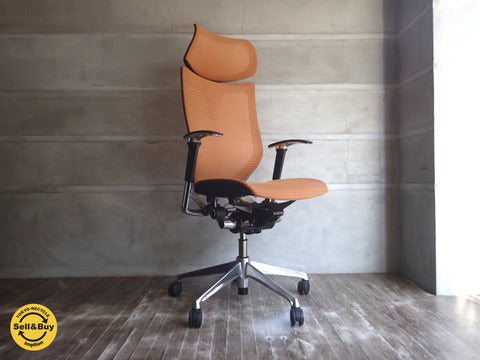 okamura オカムラ Baron バロン チェア / エクストラハイバック  オレンジ ～イタリア×日本 が作り出した美しいオフィスチェア ♪【買取と販売とレンタルのお店】