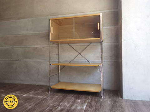 muji 無印良品 タモ材 x ステンレス ガラス戸付き ユニットシェルフ 高さ120cm ～ 大人気のユニットシェルフ！ 使い勝手の良いサイズで入荷です！ 【買取と販売とレンタルのお店】