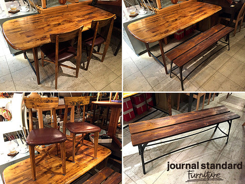 journal standard Furniture ジャーナルスタンダード TIVERTON ダイニングテーブル & CHINON チェア & NANCY ベンチ ～ 異素材の組み合わせを楽しむ家具【買取と販売とレンタルのお店】